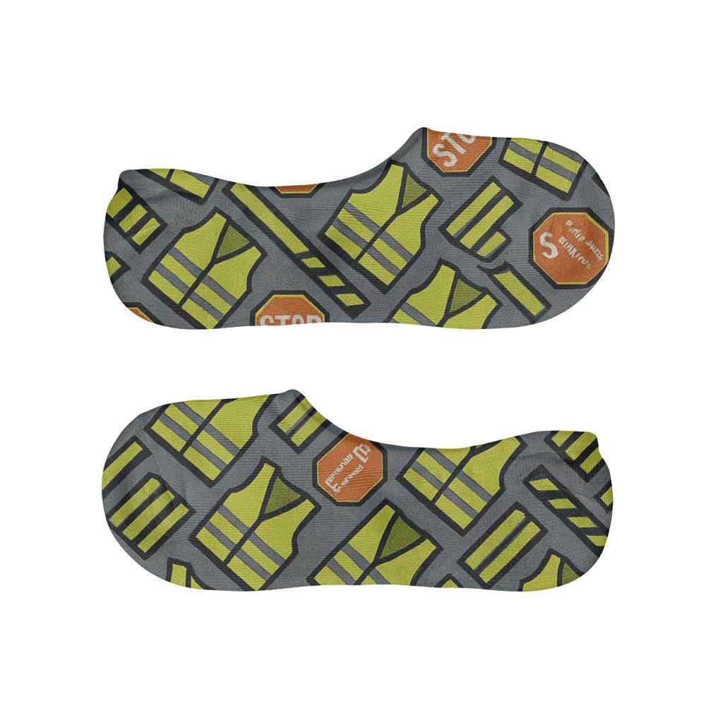 Crossing Guard Safety Stripe Parade On Street Gray breathable seamless no-show sockscustom no-show socks