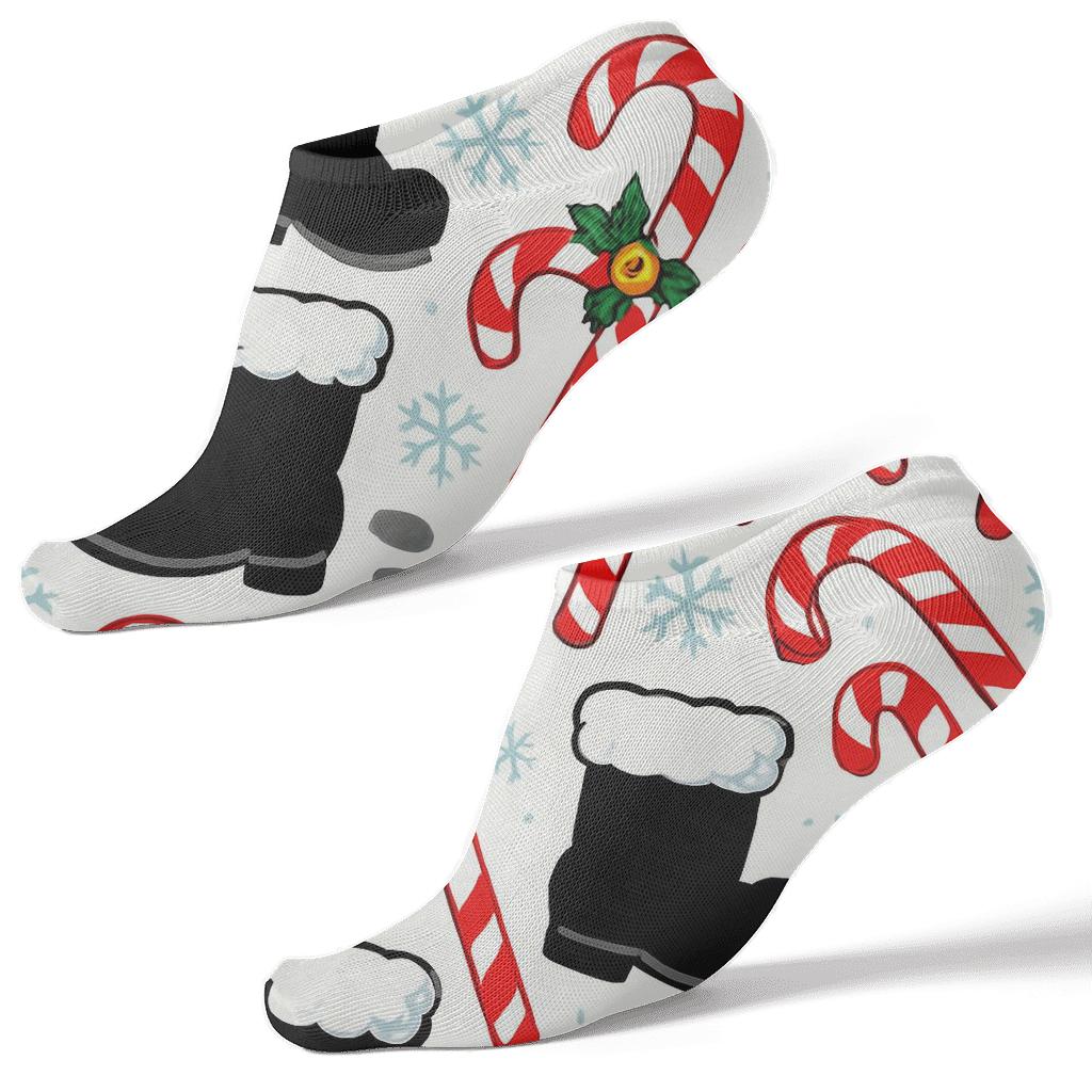 Santa Claus Candy Cane Footprints Scatter stylish athletic ankle socks
