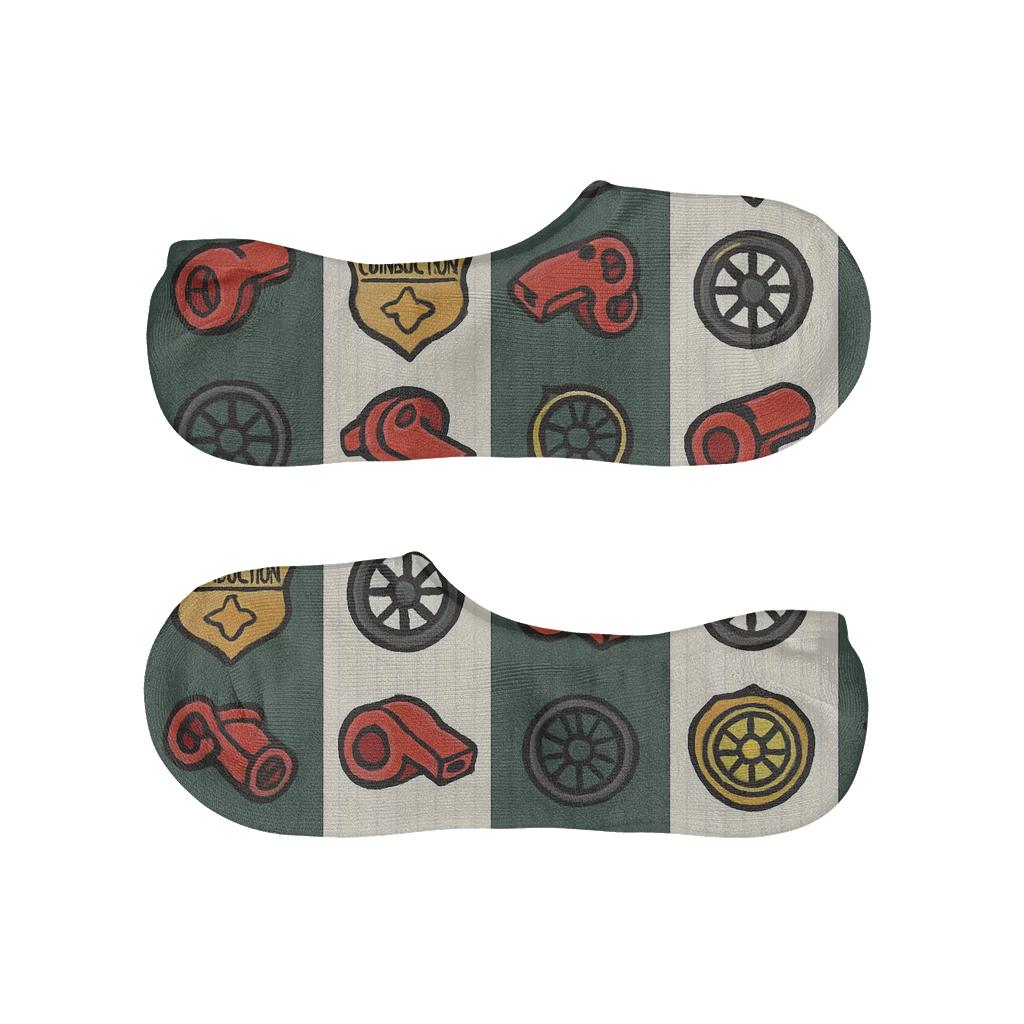 Train Conductor Badge Stripe Pattern soft cotton no-show socks