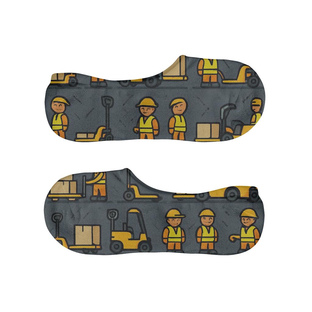 Pallet Rhythm With Warehouse Worker Icons custom no-show socks