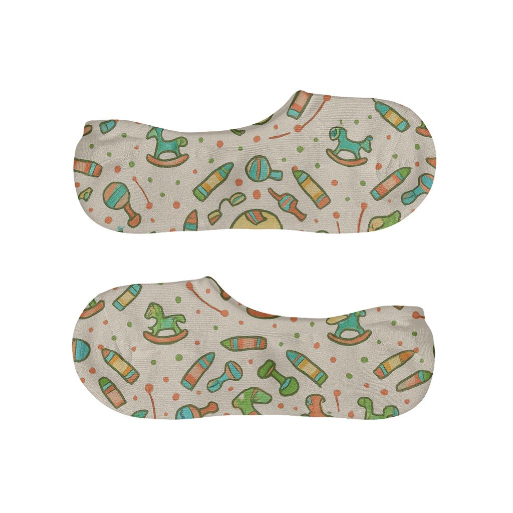 Storytime Orbit With Childcare Worker Motifs soft cotton no-show socks