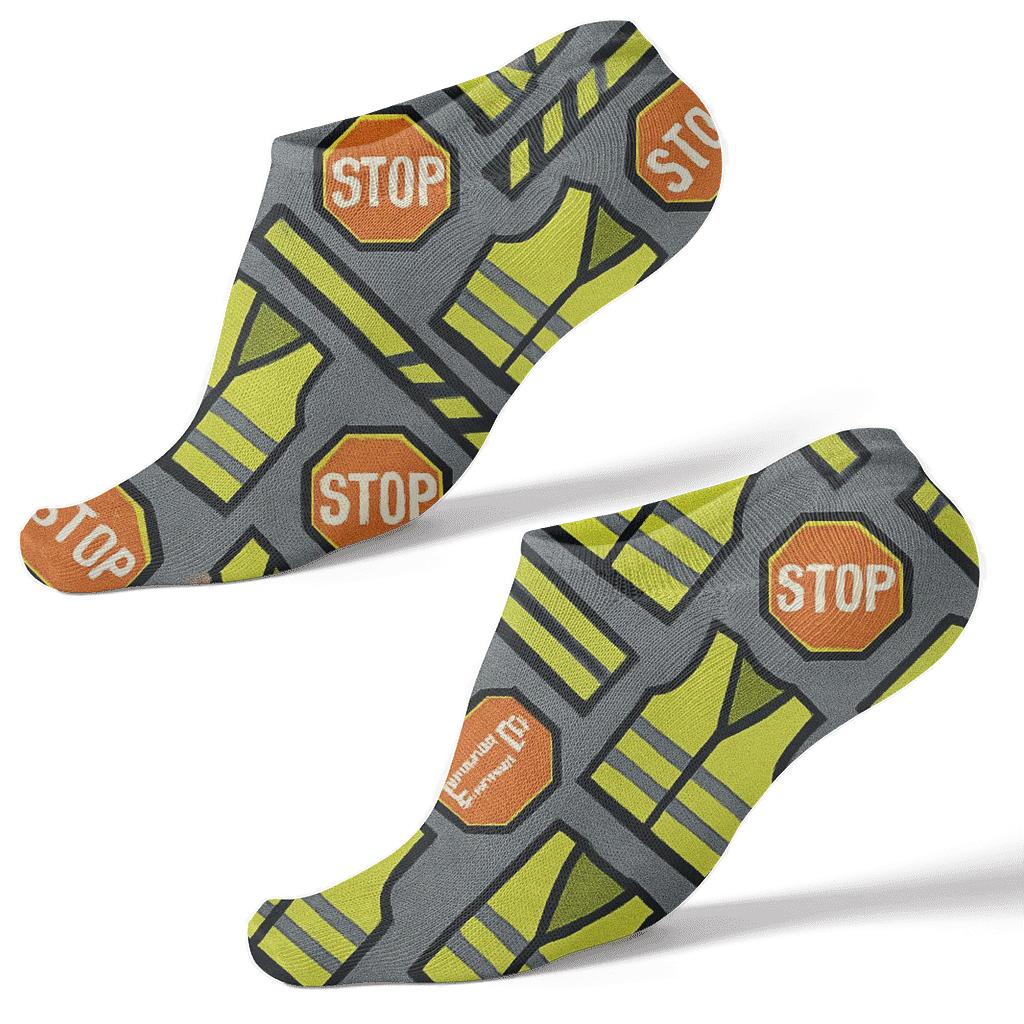 Crossing Guard Safety Stripe Parade On Street Gray custom ankle socks