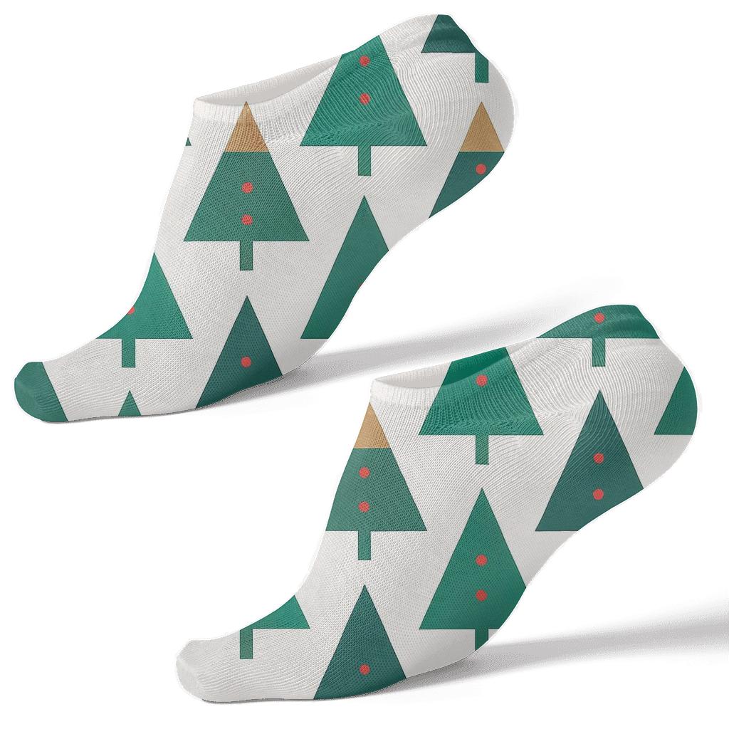 Emerald Conical Grove Pattern Christmas Tree comfortable cotton ankle socks