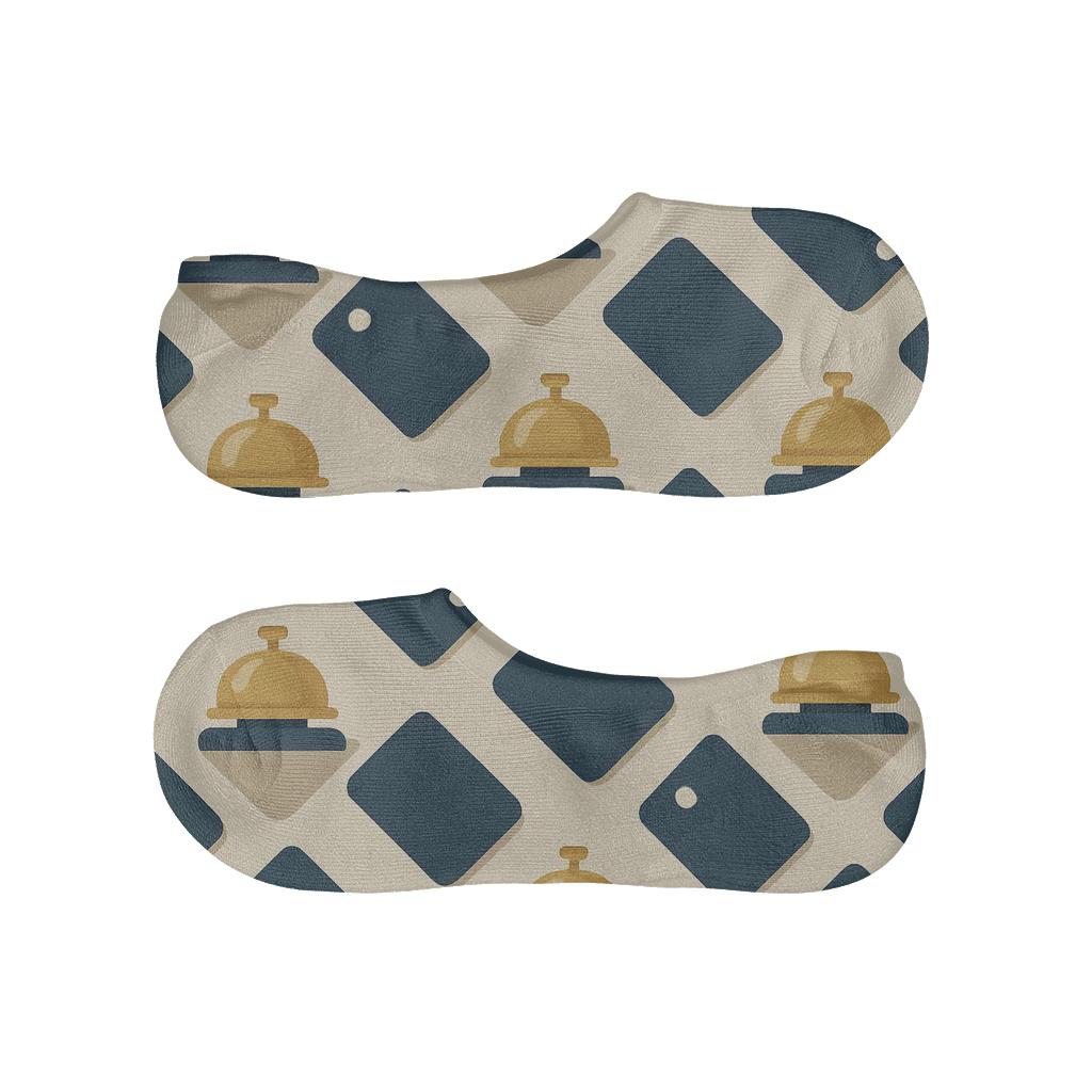 Golden Bell And Key Card Chevron Hotel Receptionist breathable no-show socks