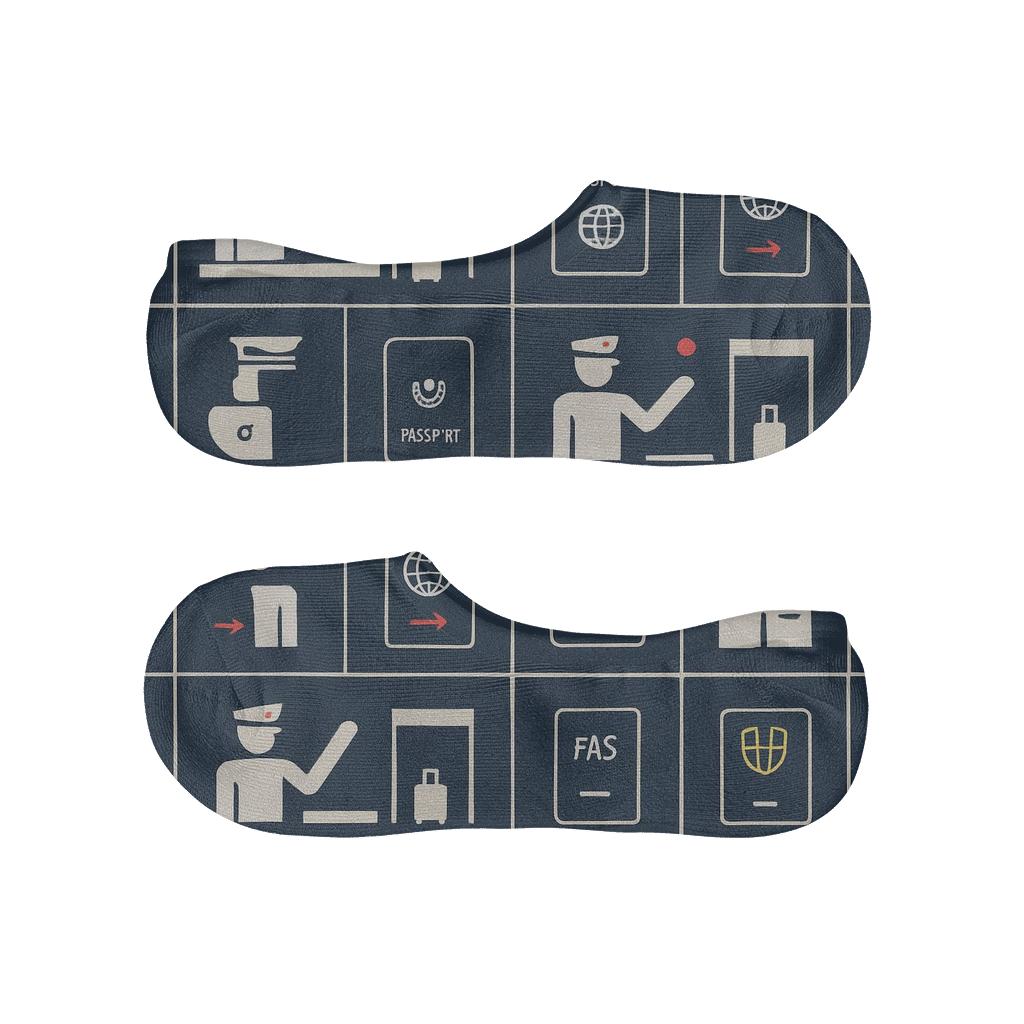 Border Control Lattice In Midnight Immigration Officer breathable seamless no-show sockscustom no-show socks