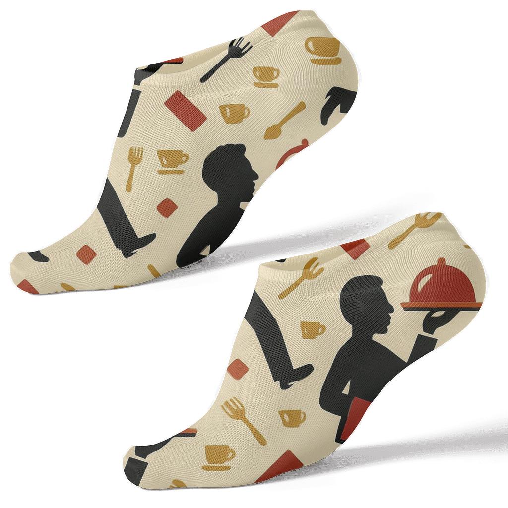 Crimson Tray Constellations With Waiter Silhouettes trendy patterned ankle socks