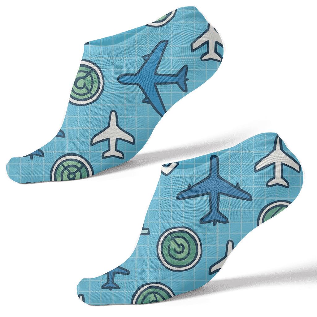 Sky Grid Approach With Air Traffic Controller Icons comfortable cotton ankle socks