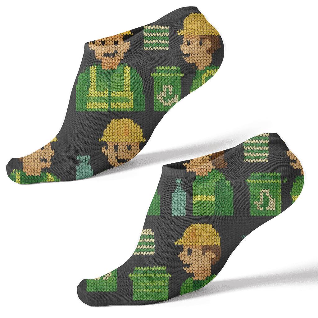 Recycling Plant Worker Celebration Grid custom ankle socks