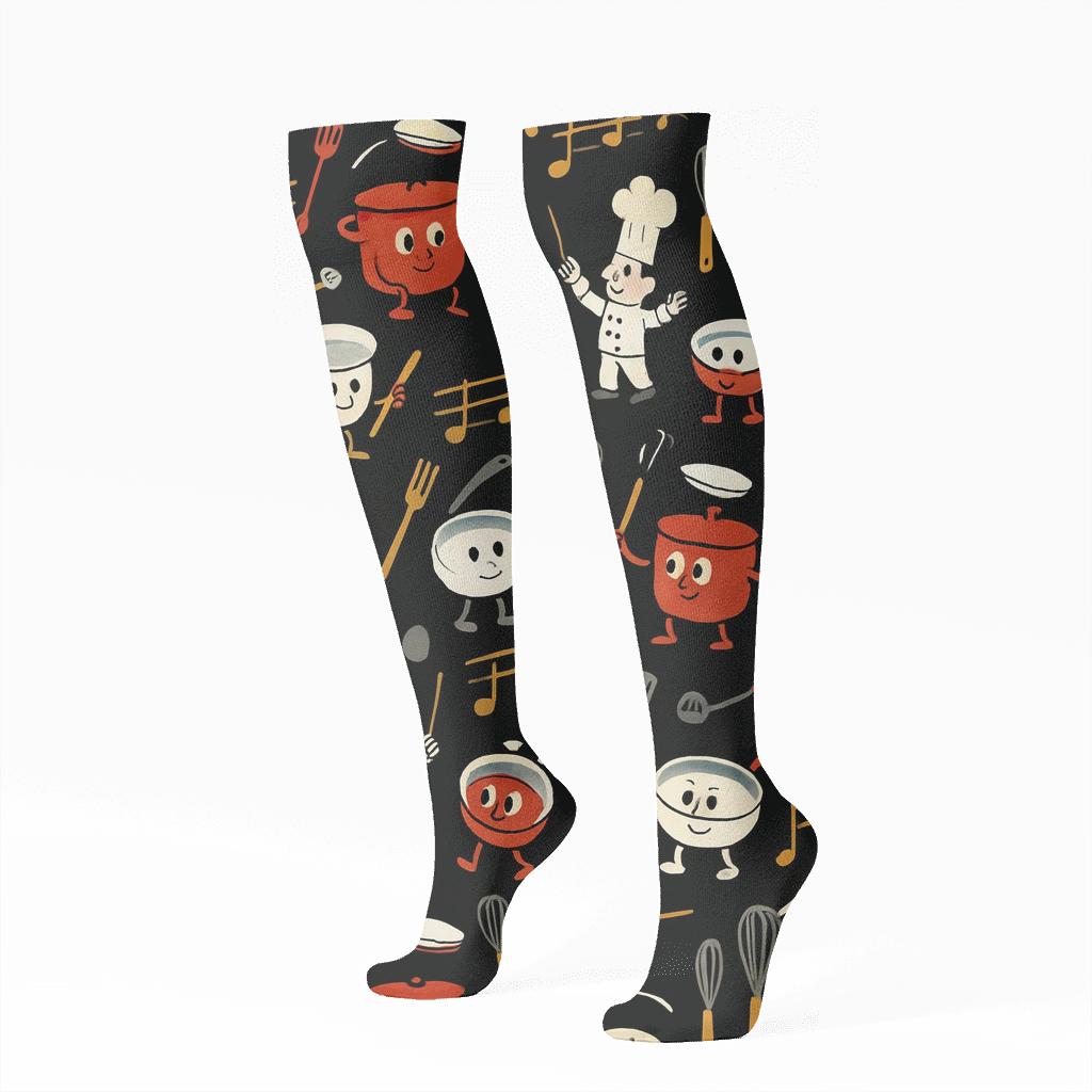 Chef-Conductor Kitchen Symphony custom knee-high socks