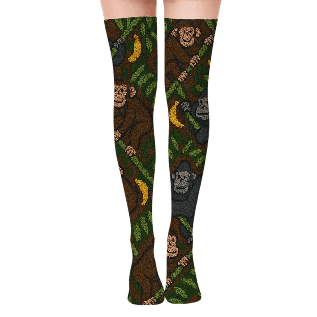 Ape Jungle Canopy Chevron soft everyday over-the-knee socks