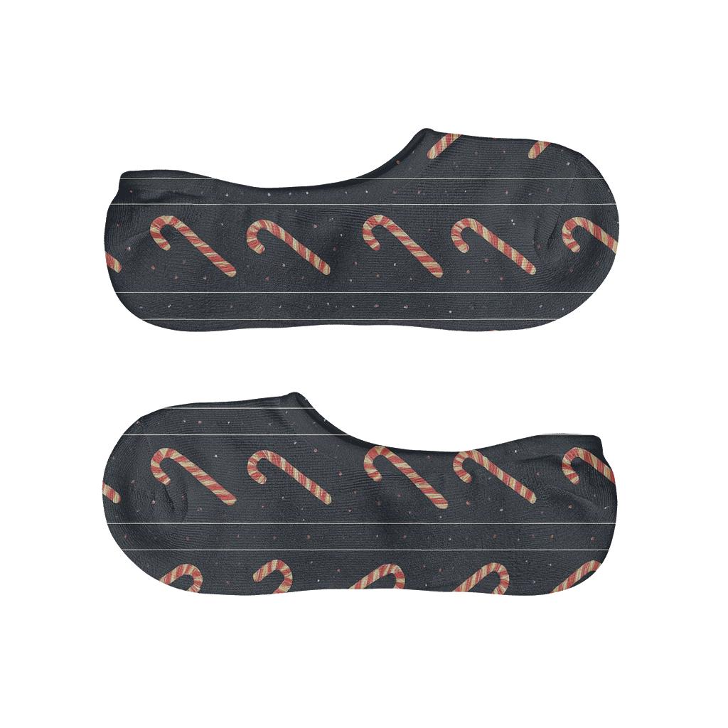 Galaxy Trail Stripes With Floating Candy Canes trendy no-show sock styles
