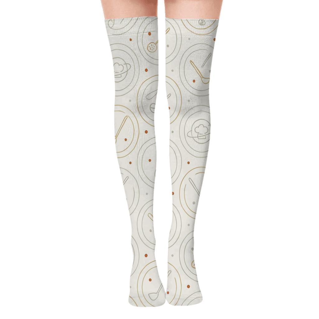 Celestial Ladle Trails Chef designer print over-the-knee socks