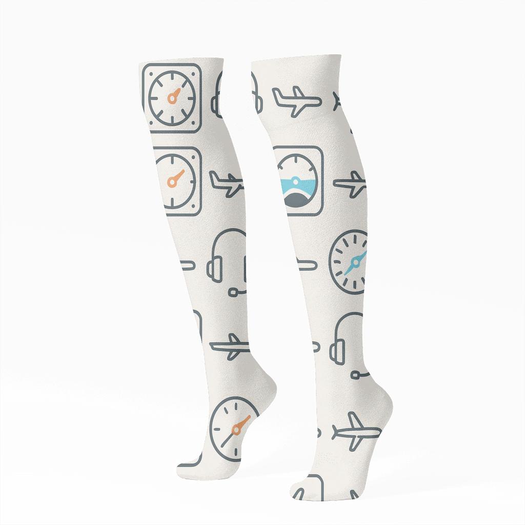 Cloudway Cockpit Grid Pilot trendy patterned knee-high socks