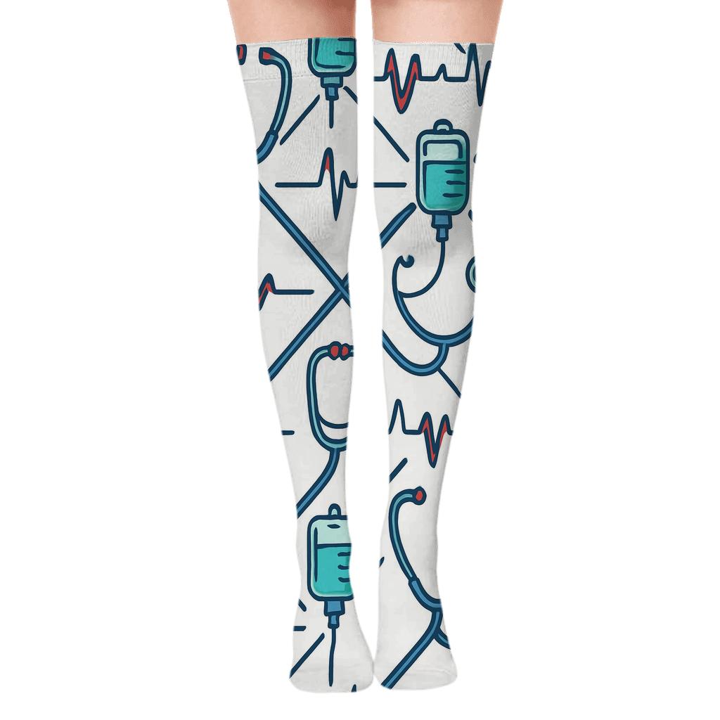 Stethoscope Lattice For Nurse Shift Harmony unique graphic over-the-knee socks