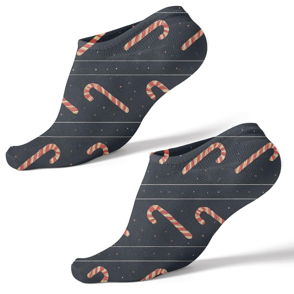 Galaxy Trail Stripes With Floating Candy Canes personalized ankle socks