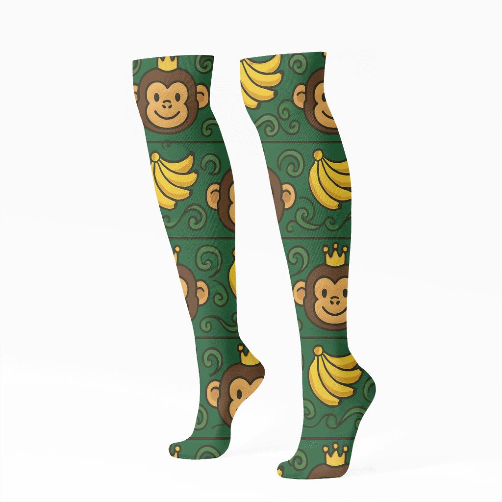 Monkey Crown Jungle Bands unique graphic knee-high socks