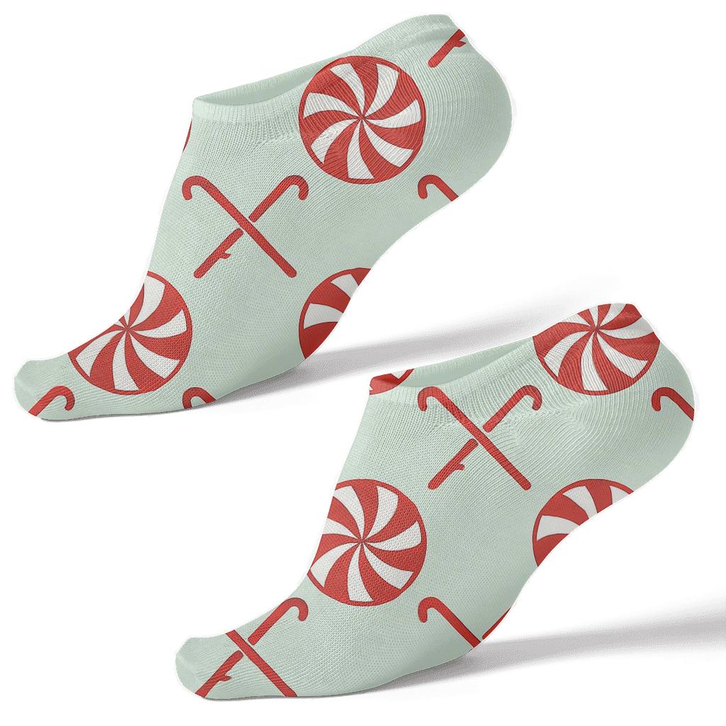 Mint Spiral Rosette Lattice In Candy Canes Style unique graphic ankle socks