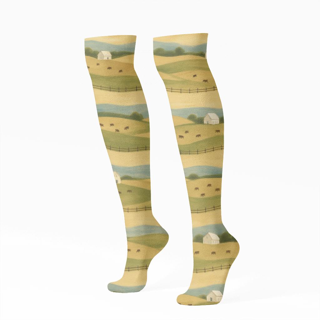 Celestial Pasture Stripe Pattern Rancher unique graphic knee-high socks