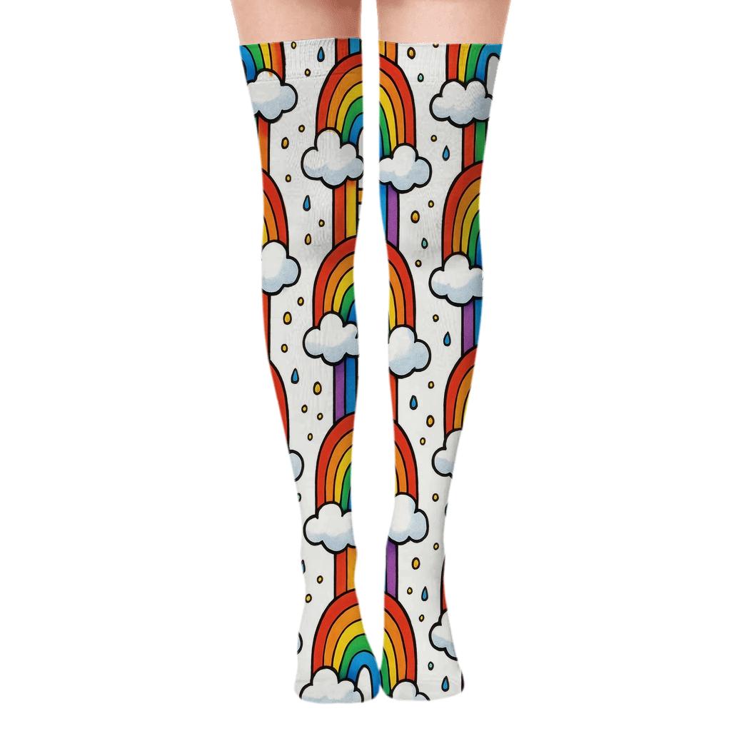 Prismatic Cloud Ladder Stripe soft everyday over-the-knee socks