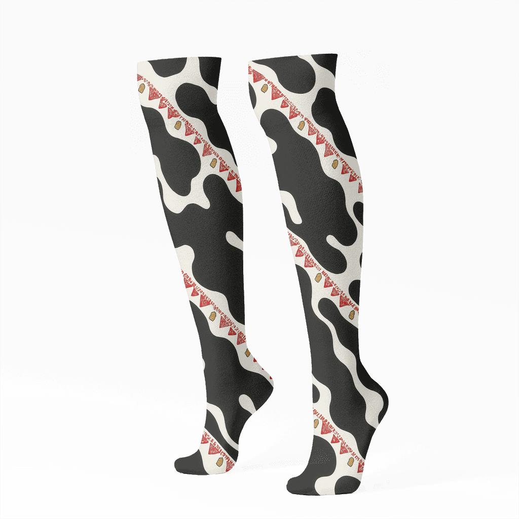 Bandana Edge Cow Spot Cascade premium sports knee-high socks