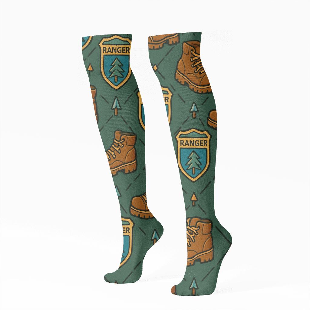 Park Ranger Trail Badge Lattice comfortable cotton knee-high socks