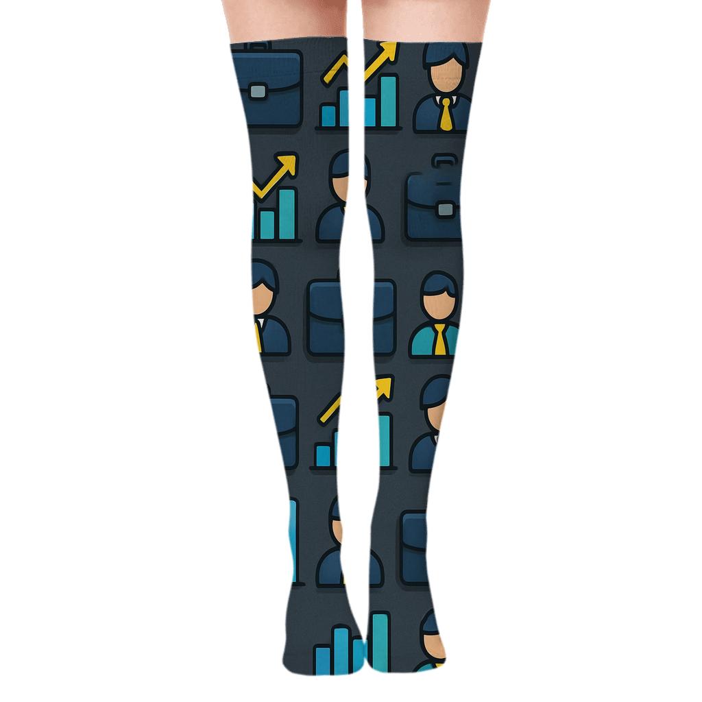 Briefcase Grid With Salesperson Rhythm personalized over-the-knee socks