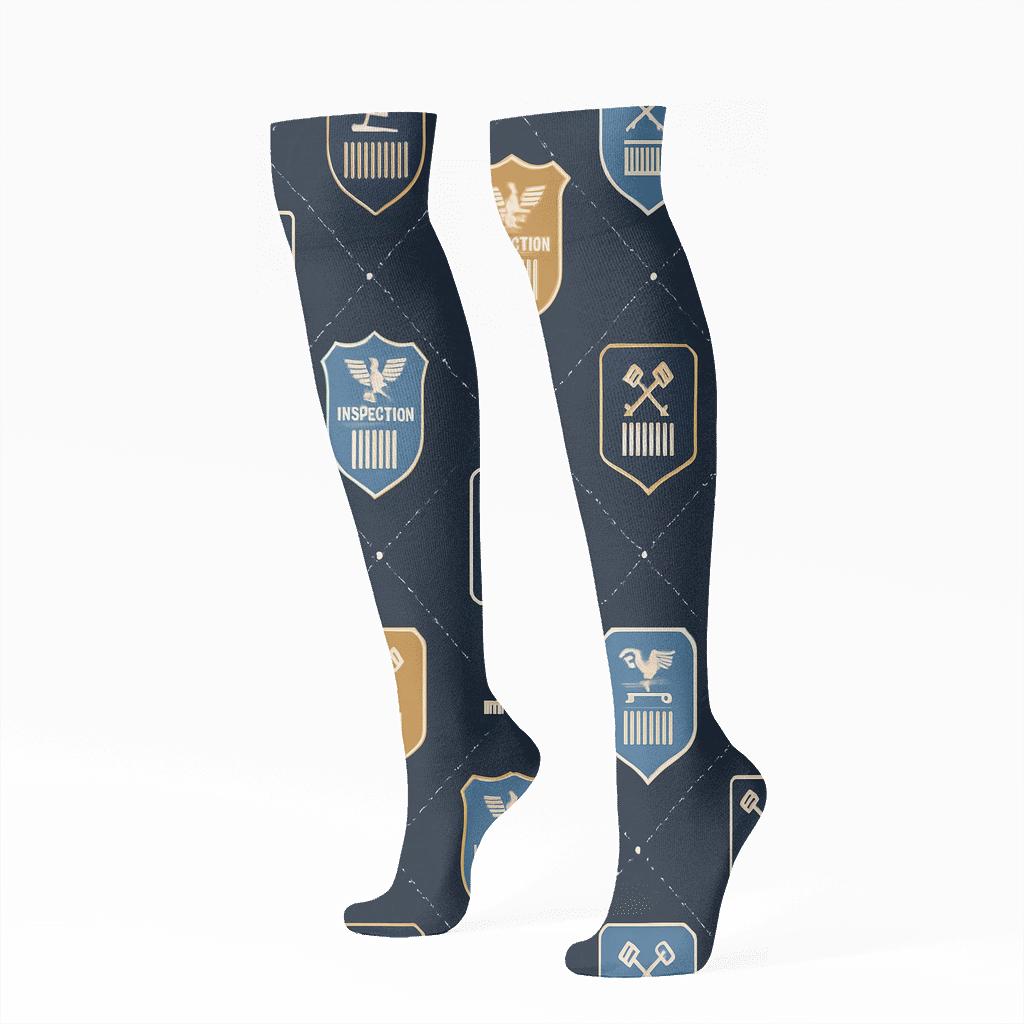 Customs Officer Badge Constellation Grid personalized knee-high socks