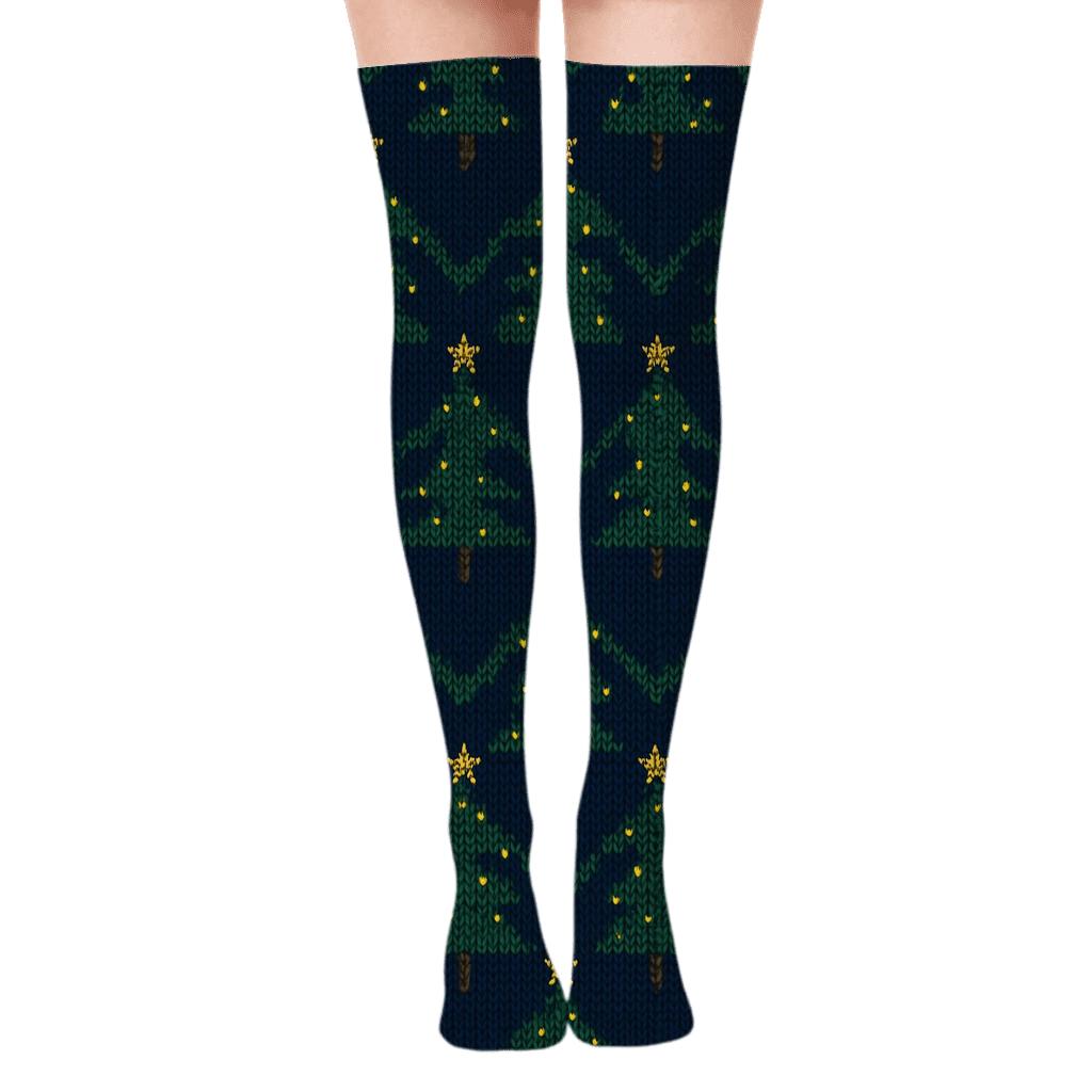 Christmas Tree Constellation Knit Forest stylish fashion over-the-knee socks