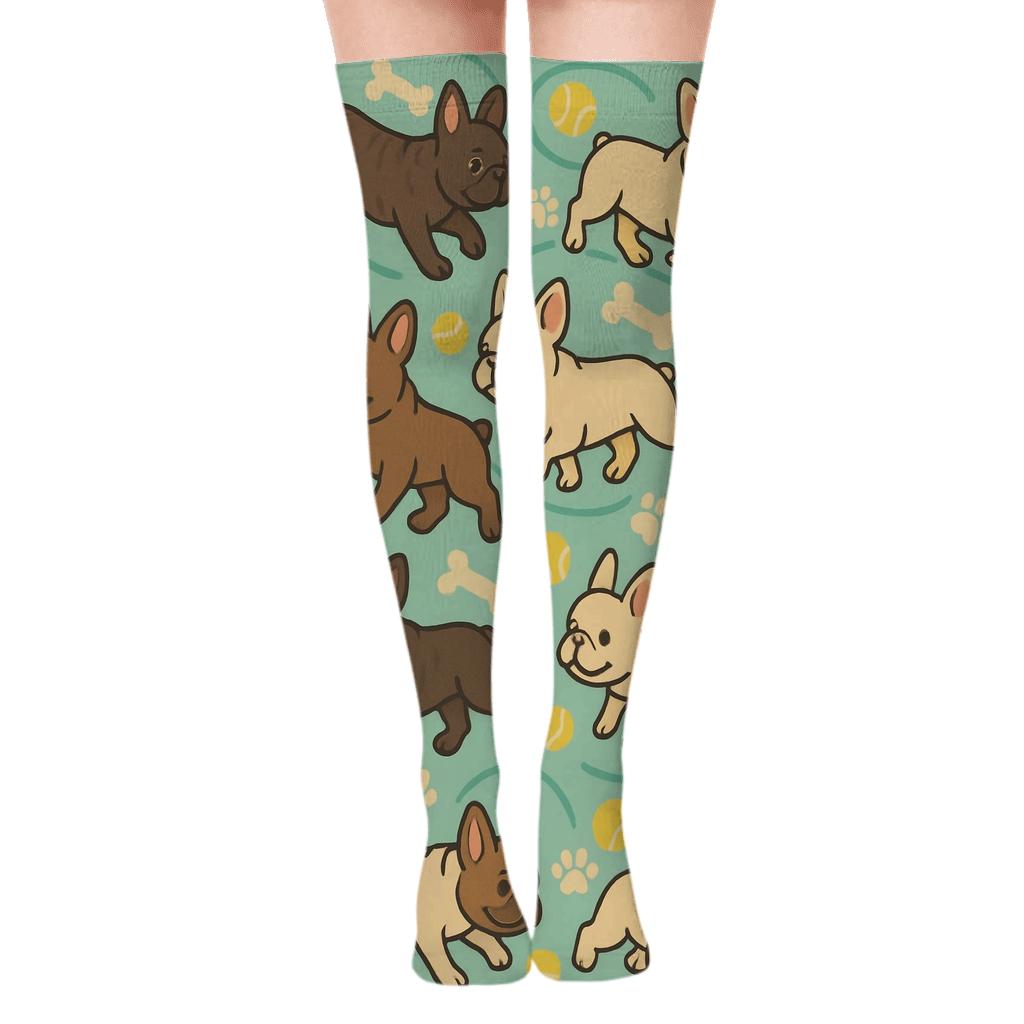 Brindle Bulldog Park Parade soft everyday over-the-knee socks