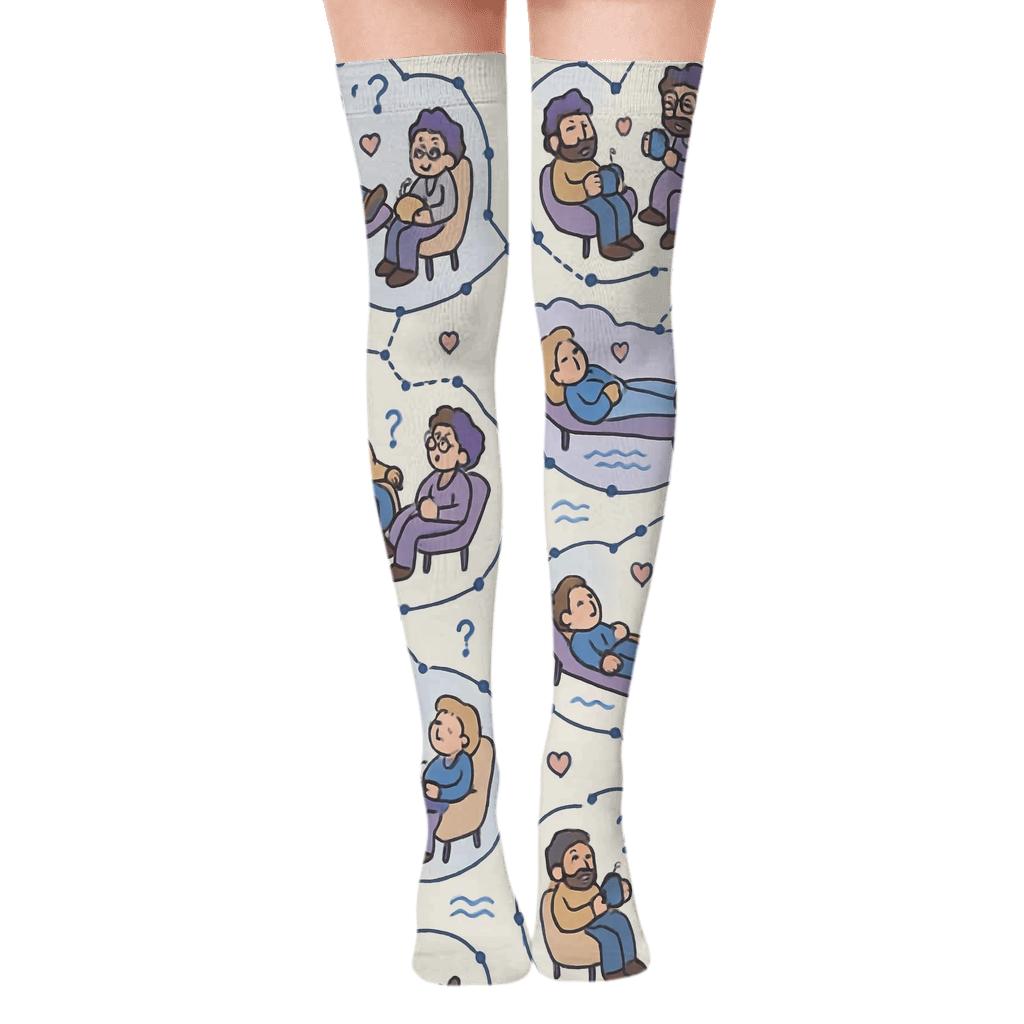 Dreamscape Psychologist Therapy Constellations designer print over-the-knee socks