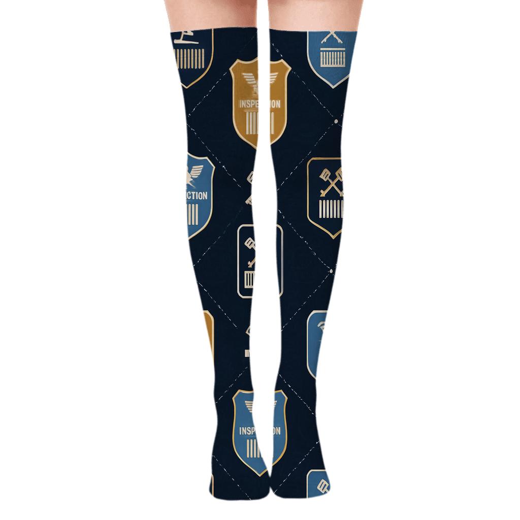 Customs Officer Badge Constellation Grid custom over-the-knee socks