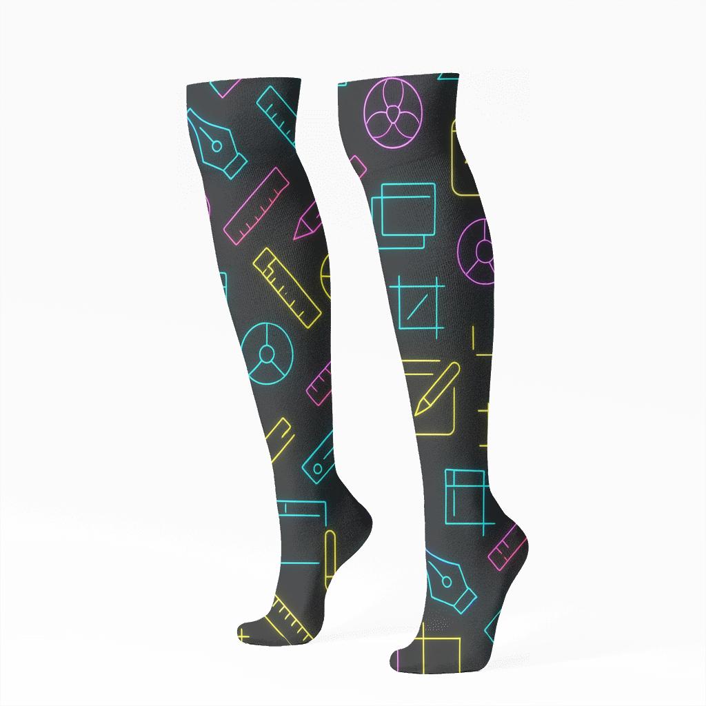 Monoline Toolkit Pattern Graphic Designer Edition comfortable cotton knee-high socks