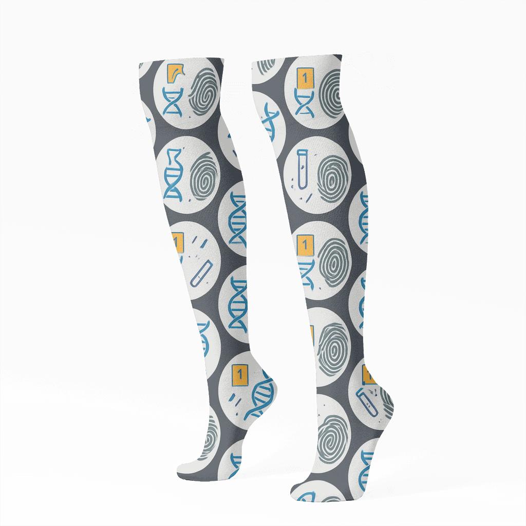 Microscope Mosaic With Forensic Scientist Motifs stylish athletic knee-high socks