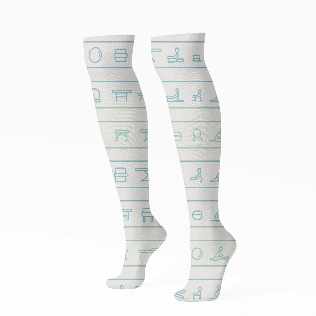 Rehab Icons With Physical Therapist Rhythm Stripe unique graphic knee-high socks