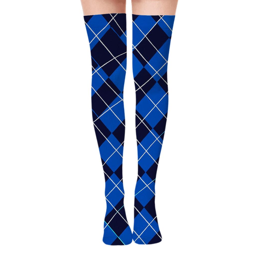 Orbital Grid Check Cascade custom over-the-knee socks