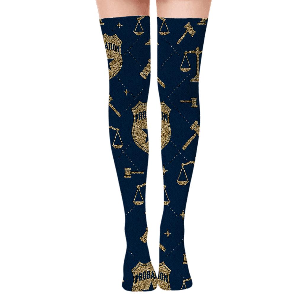 Probation Officer Badge Constellation Grid personalized over-the-knee socks