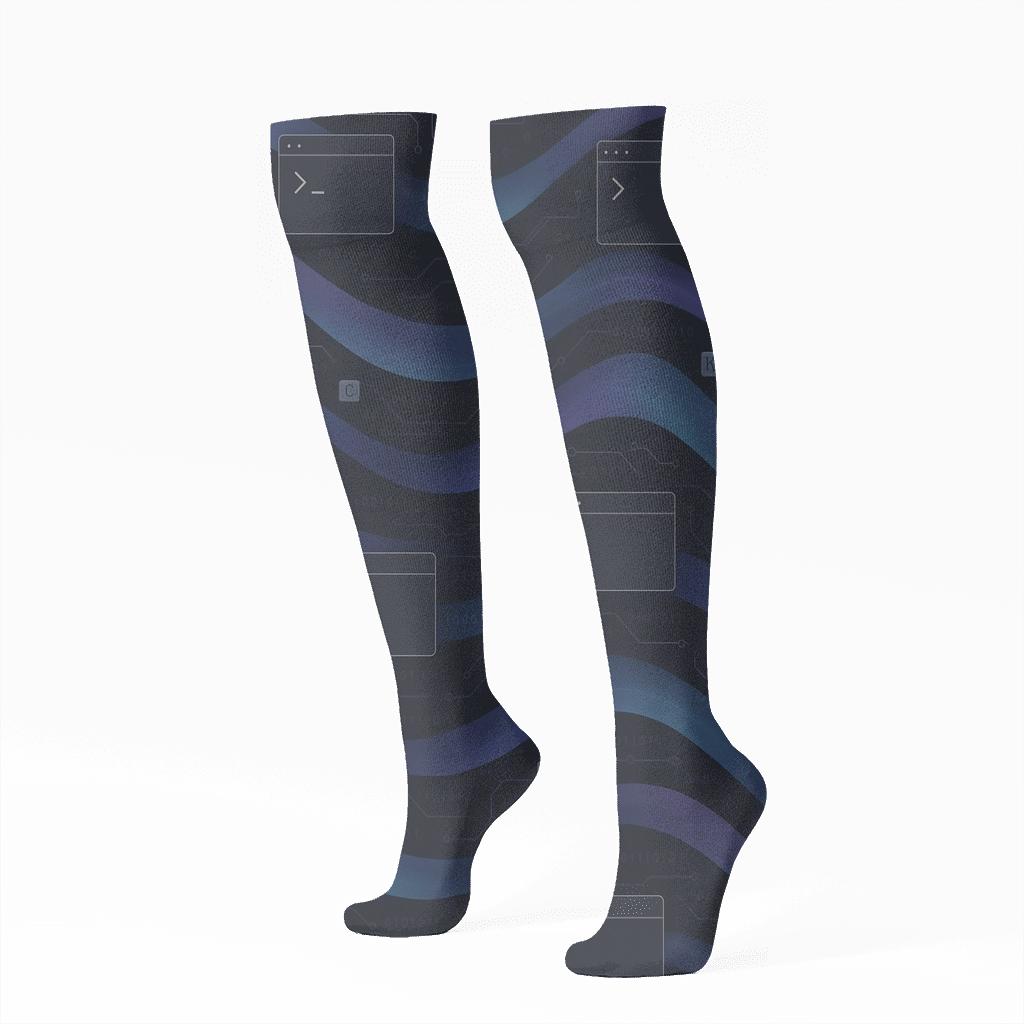 Nebula Console Flow With Software Developer Motifs trendy patterned knee-high socks