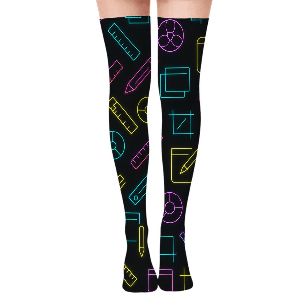 Monoline Toolkit Pattern Graphic Designer Edition unique graphic over-the-knee socks