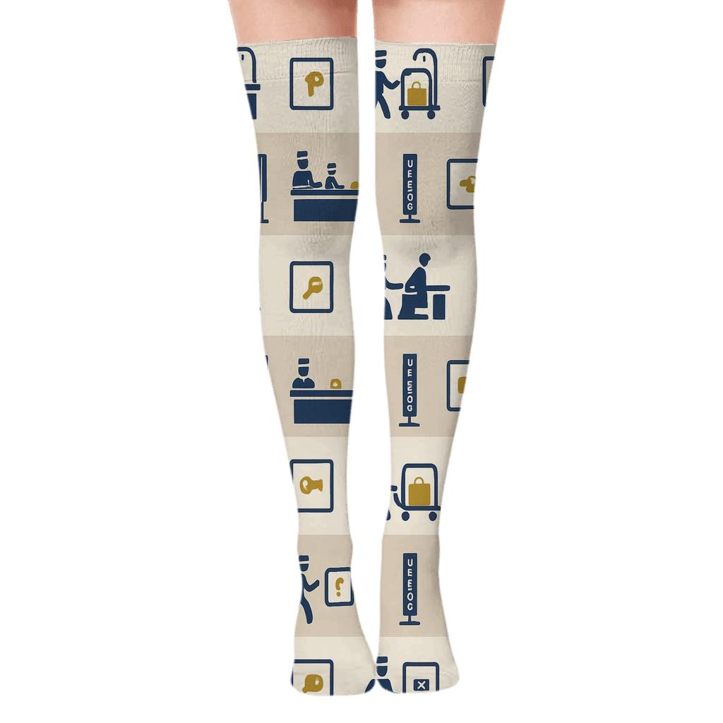 Hotel Receptionist Inspired Bellhop Stripe Parade comfortable cotton over-the-knee socks