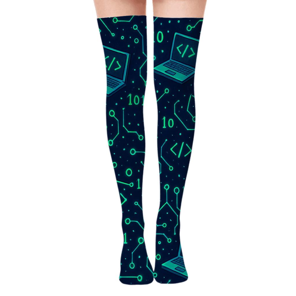 Software Developer Starfield Circuit Grid custom over-the-knee socks