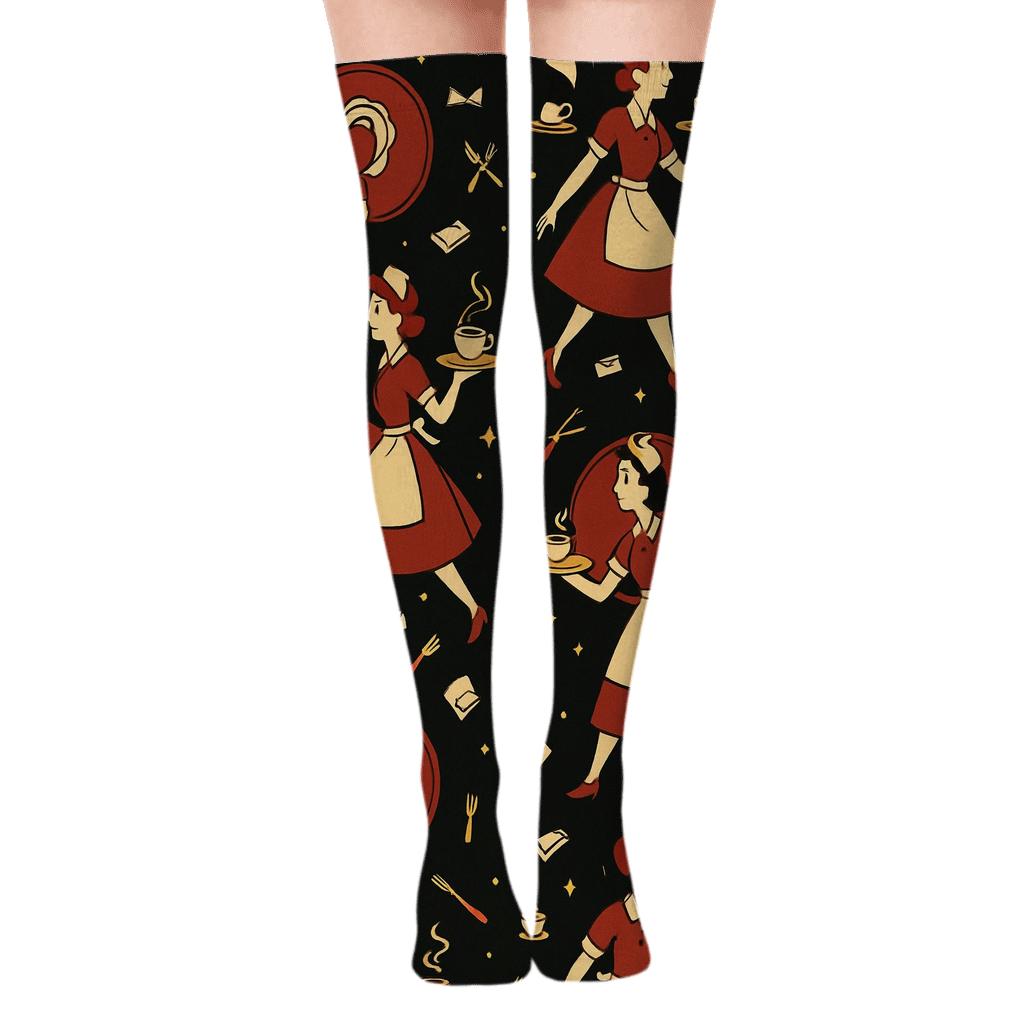 Waitress Constellation Service Pattern custom over-the-knee socks