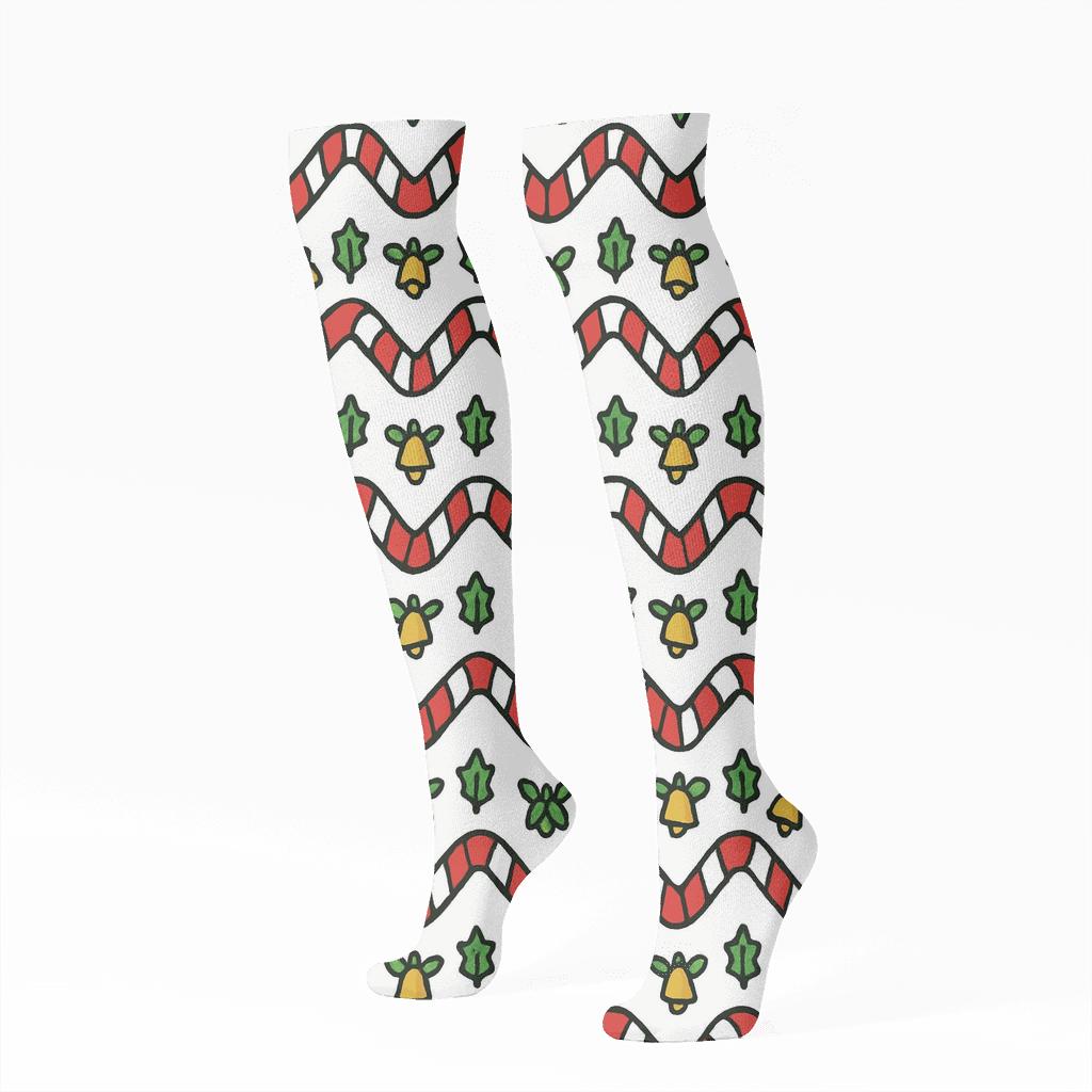 Candy Cane Chevron Holiday Flow unique graphic knee-high socks