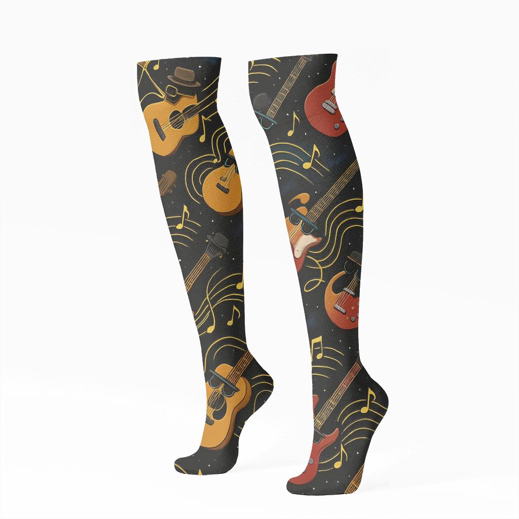 Nebula Jam Session Pattern Guitar custom knee-high socks
