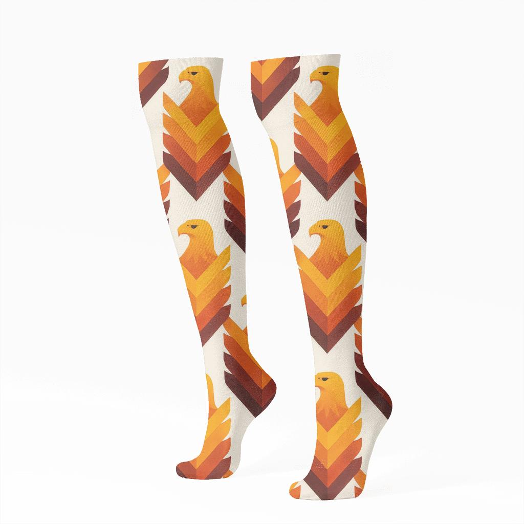 Solar Eagle Wing Chevron designer print knee-high socks