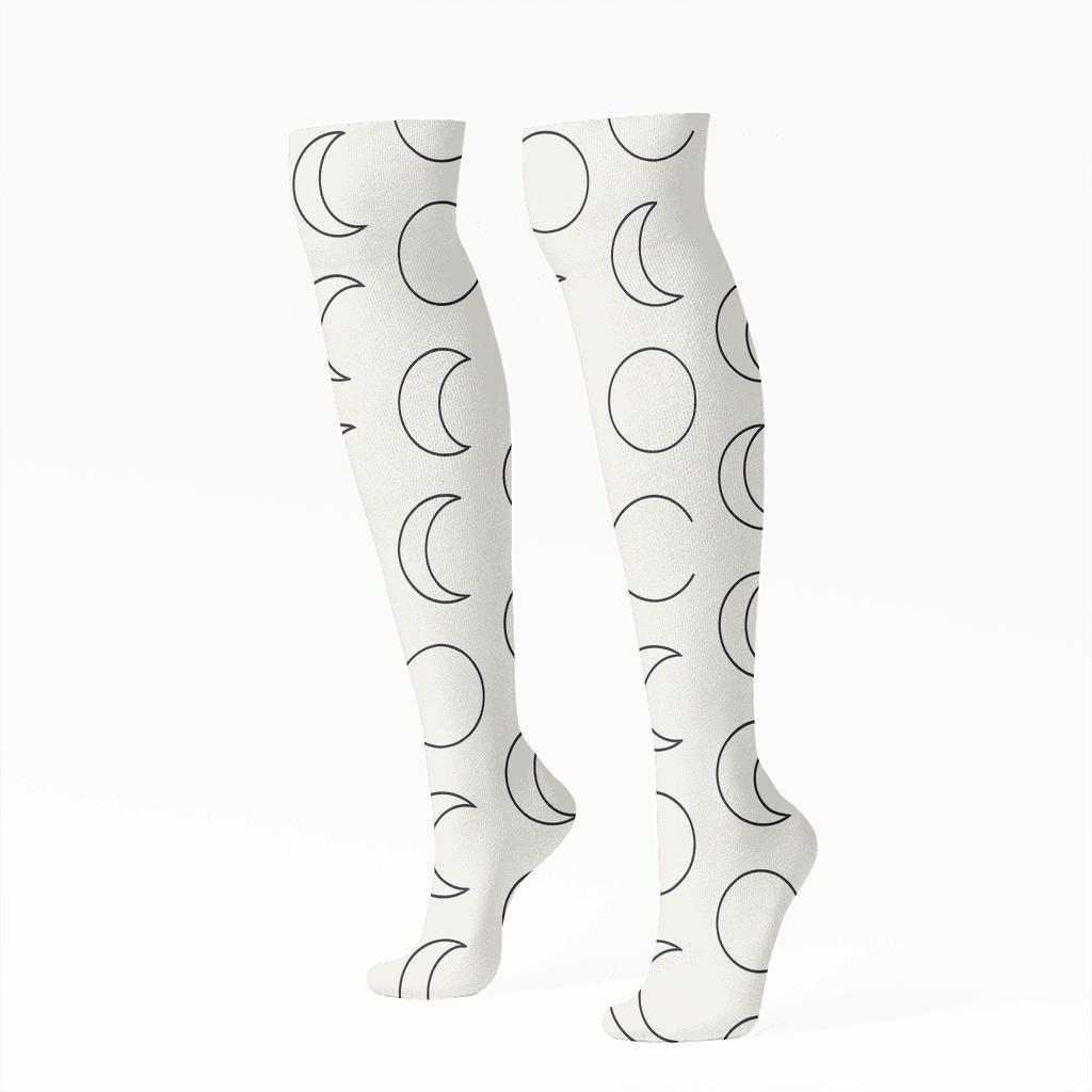Lunar Crescent Grid premium sports knee-high socks