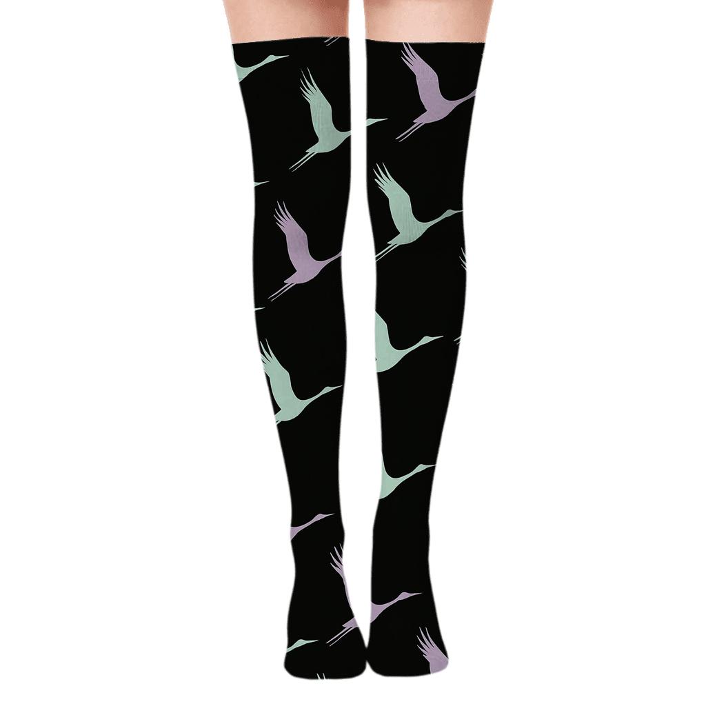 Aurora Crane Flight Diagonal stylish fashion over-the-knee socks