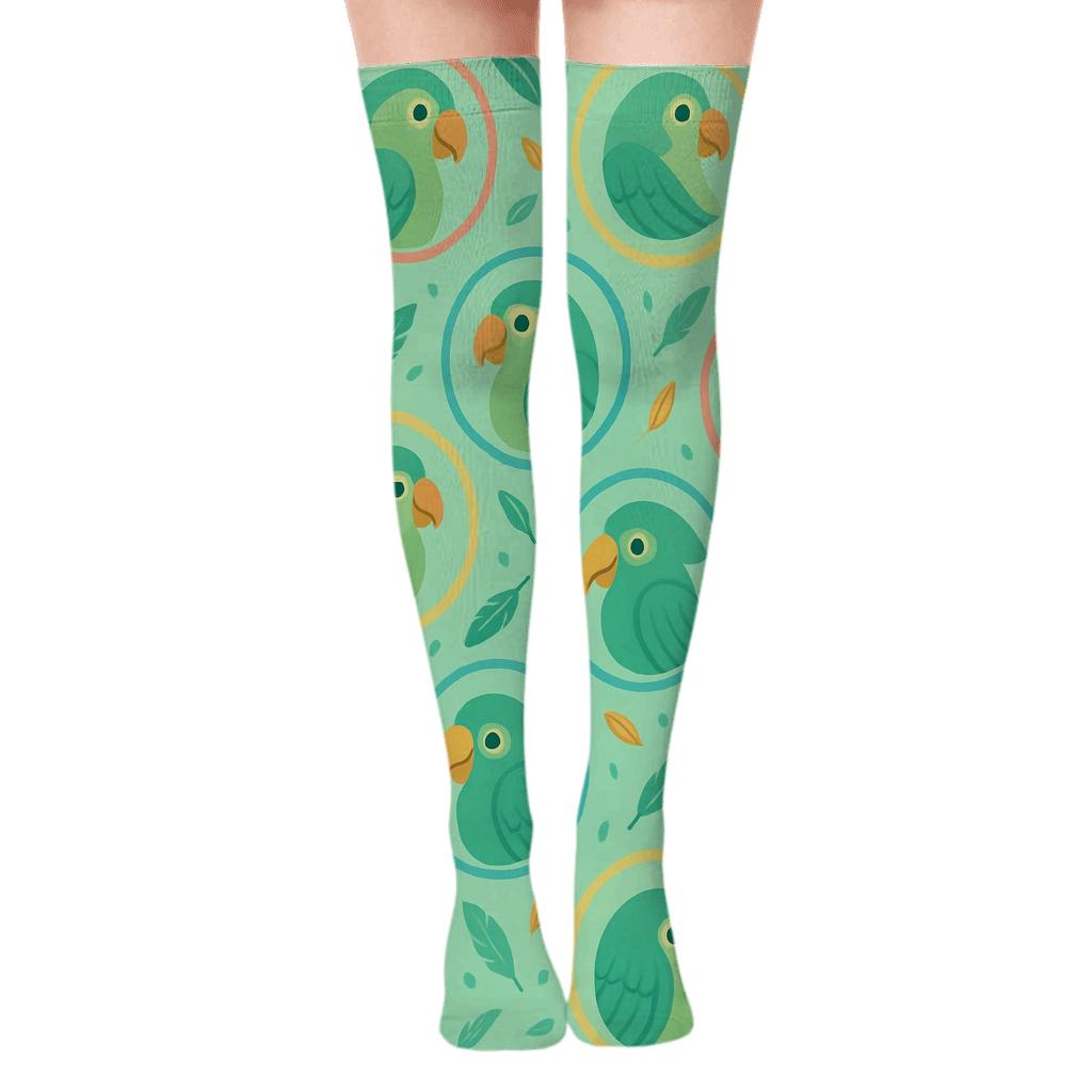 Pastel Parrot Orbit Rings soft everyday over-the-knee socks