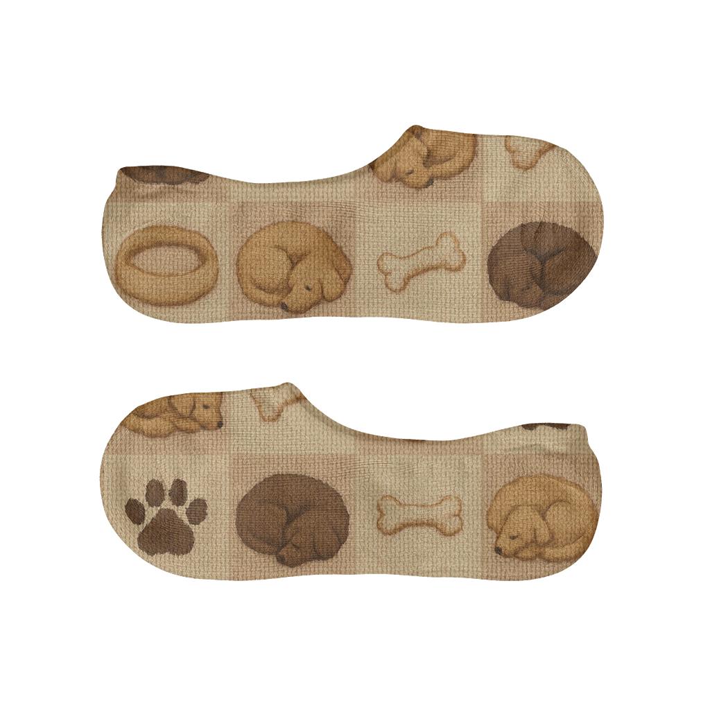 Cozy Dog Knit Patchwork Pattern custom no-show socks