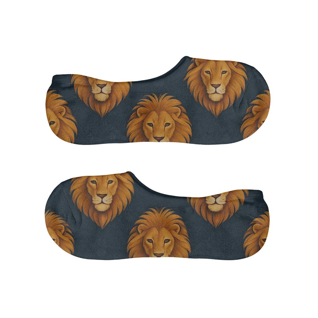 Lion Mane Lattice On Midnight Savannah Field designer printed no-show socks