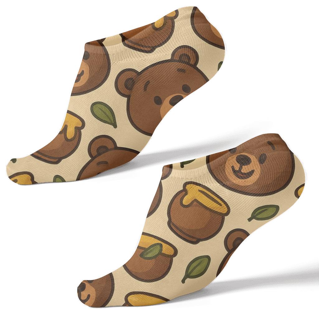 Honey Pot Bear-Pattern Cascade designer print ankle socks